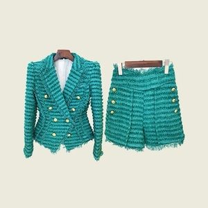 Teal Tweed Blazer and Short Set - NWT